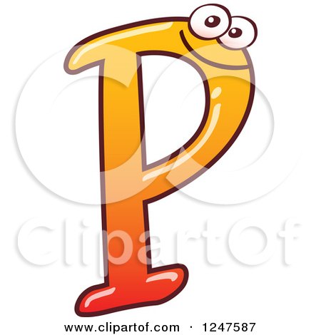 Clipart of a Gradient Orange Capital P Alphabet Letter Character - Royalty Free Vector Illustration by Zooco