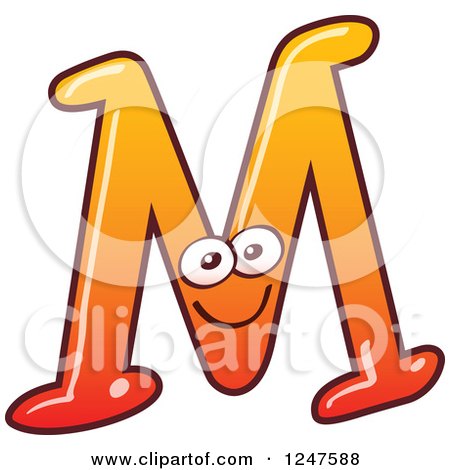 Clipart of a Gradient Orange Capital M Alphabet Letter Character - Royalty Free Vector Illustration by Zooco