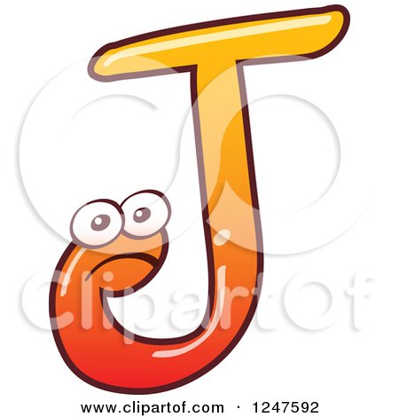 Clipart of a Gradient Orange Capital J Alphabet Letter Character - Royalty Free Vector Illustration by Zooco