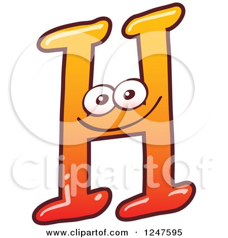 Clipart of a Gradient Orange Capital H Alphabet Letter Character - Royalty Free Vector Illustration by Zooco