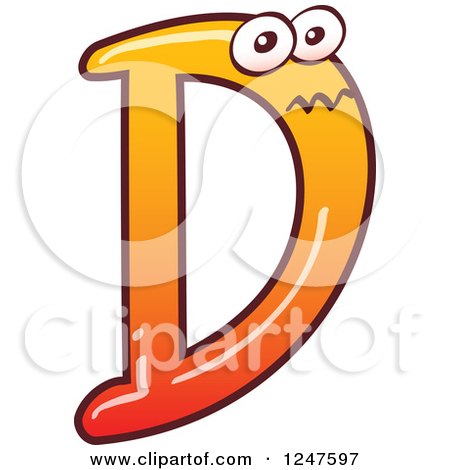 Clipart of a Gradient Orange Capital D Alphabet Letter Character - Royalty Free Vector Illustration by Zooco