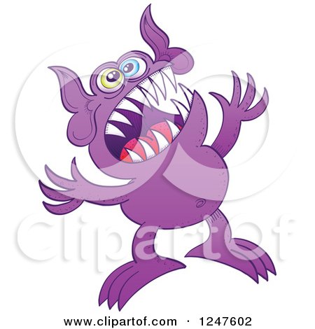 Clipart of a Frustrated Purple Monster - Royalty Free Vector Illustration by Zooco