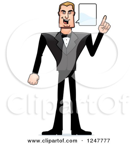 Clipart of a Blond Caucasian Male Spy Talking - Royalty Free Vector Illustration by Cory Thoman