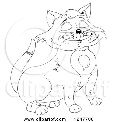 Clipart of a Black and White Proud Cat - Royalty Free Vector Illustration by merlinul