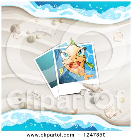 Clipart of a White Sandy Beach, Pictures, and Surf Background - Royalty Free Vector Illustration by merlinul