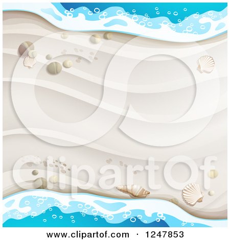 Clipart of a White Sandy Beach and Surf Background - Royalty Free Vector Illustration by merlinul