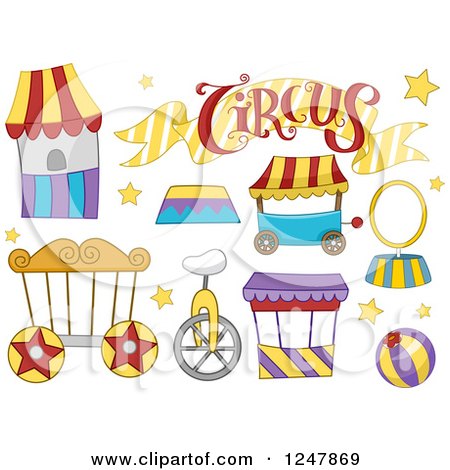 Clipart of Circus Booths and Items - Royalty Free Vector Illustration by BNP Design Studio