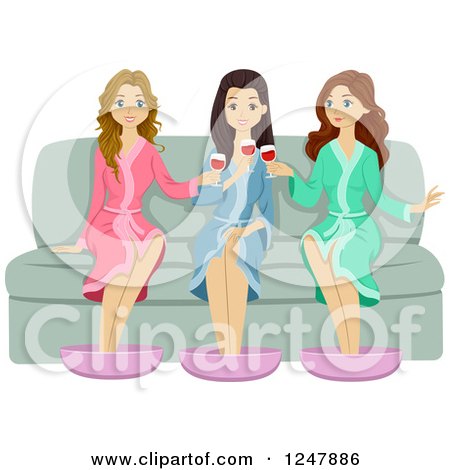 Clipart of Young Women Drinking Wine at the Spa - Royalty Free Vector  Illustration by BNP Design Studio #1247886