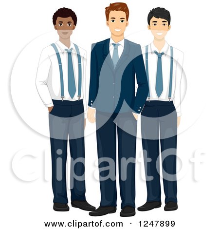Clipart of a Groom and His Groomsmen - Royalty Free Vector Illustration by BNP Design Studio