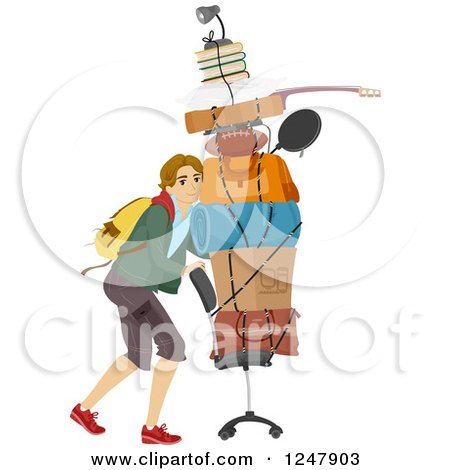 Clipart of a Male College Guy Moving His Items on a Chair into a Dorm - Royalty Free Vector Illustration by BNP Design Studio