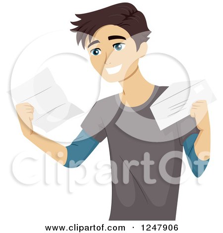 Clipart of a Happy College Student Receiving an Acceptance Letter - Royalty Free Vector Illustration by BNP Design Studio