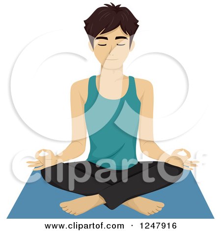 Clipart of a Young Man Doing Yoga in the Lotus Pose - Royalty Free Vector Illustration by BNP Design Studio