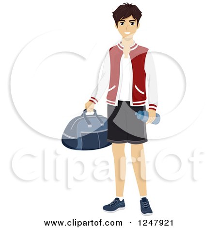 Clipart of a Teenage Guy in Sports Apparel - Royalty Free Vector Illustration by BNP Design Studio