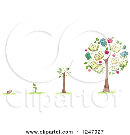 Clipart of a Seed from Start to Tree Showing Educational Growth - Royalty Free Vector Illustration by BNP Design Studio