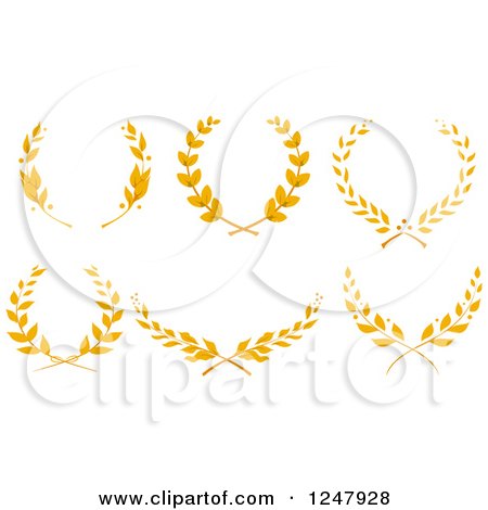 Clipart of Yellow Laurel Wreaths - Royalty Free Vector Illustration by BNP Design Studio