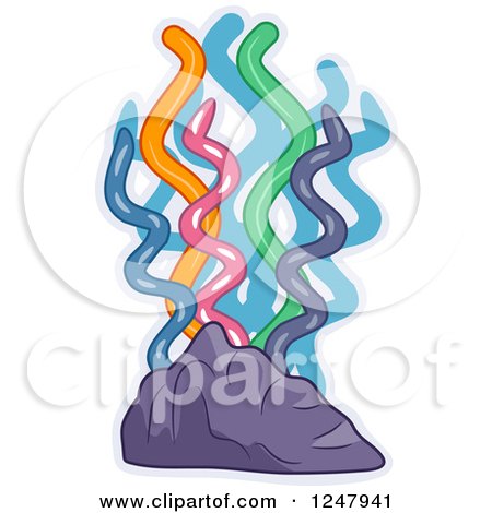 Clipart of a Rock with Sea Corals - Royalty Free Vector Illustration by BNP Design Studio