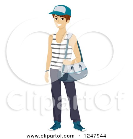 Clipart of a Teenage Guy Wearing Workout Apparel - Royalty Free Vector Illustration by BNP Design Studio