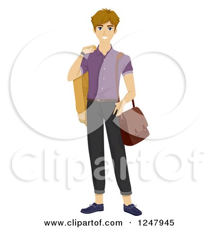 Clipart of a Young Man in Fashionable Clothes - Royalty Free Vector Illustration by BNP Design Studio