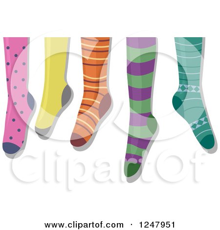 Clipart of Hanging Colorful Socks - Royalty Free Vector Illustration by BNP Design Studio