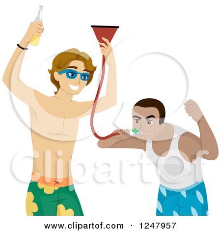 Clipart of College Guys Drinking with a Beer Funnel - Royalty Free Vector Illustration by BNP Design Studio