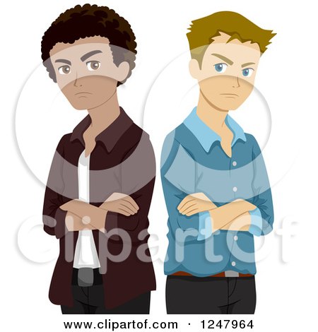 Clipart of Angry Guys Standing Back to Back - Royalty Free Vector Illustration by BNP Design Studio