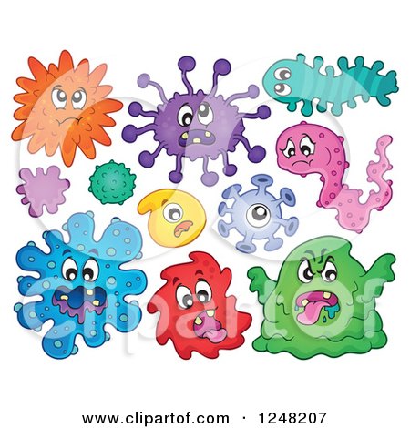 Clipart of Colorful Germs and Monsters - Royalty Free Vector Illustration by visekart