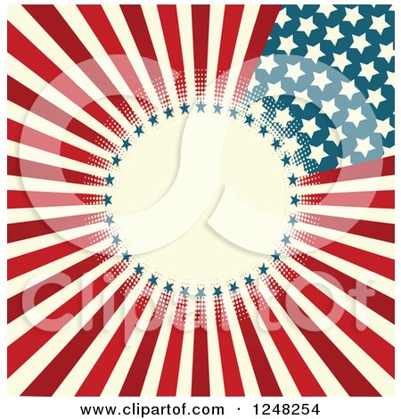 Clipart of an American Stars and Stripes Background with Circular Text Space - Royalty Free Vector Illustration by Pushkin