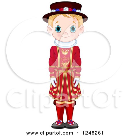 Clipart of a Cute Blond British Boy in Traditional Dress - Royalty Free Vector Illustration by Pushkin