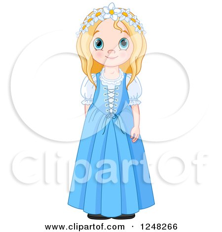 Clipart of a Cute Blond British Girl in Traditional Dress - Royalty Free Vector Illustration by Pushkin