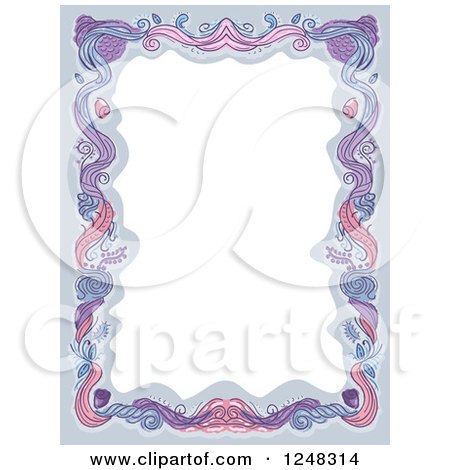 Clipart of a Feathery and Swirl Frame with Text Space - Royalty Free Vector Illustration by BNP Design Studio