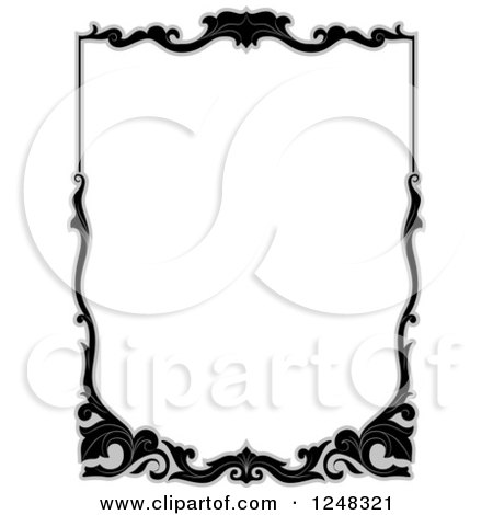 Clipart of a Grayscale Floral Filigree Border - Royalty Free Vector Illustration by BNP Design Studio