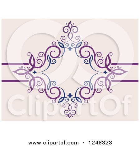 Clipart of a Purple and Blue Swirl and Diamond Frame - Royalty Free Vector Illustration by BNP Design Studio