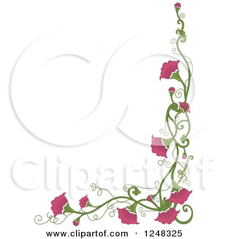 Clipart of a Pink Floral Vine Border - Royalty Free Vector Illustration by BNP Design Studio
