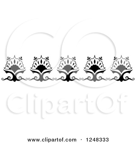 Clipart of a Black and White Floral Border - Royalty Free Vector Illustration by BNP Design Studio