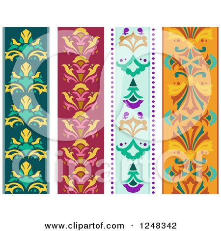 Clipart of Colorful Vertical Floral Borders - Royalty Free Vector Illustration by BNP Design Studio