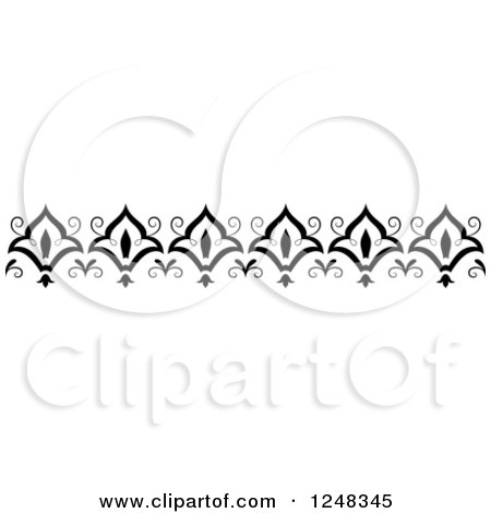 Clipart of a Vintage Black and White Floral Border - Royalty Free Vector Illustration by BNP Design Studio