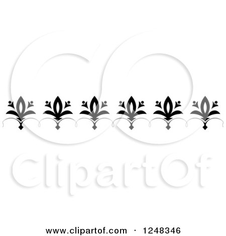 Clipart of a Vintage Black and White Floral and Swirl Border - Royalty Free Vector Illustration by BNP Design Studio