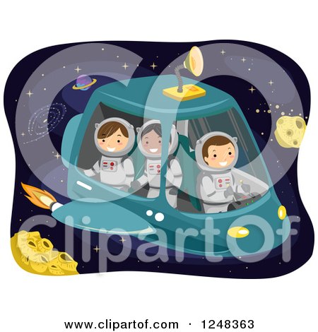 Clipart of Astronaut Children in a Space Craft - Royalty Free Vector Illustration by BNP Design Studio
