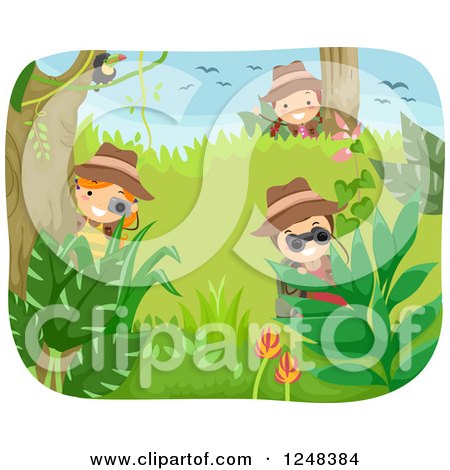 Clipart of Children Exploring a Jungle - Royalty Free Vector Illustration by BNP Design Studio
