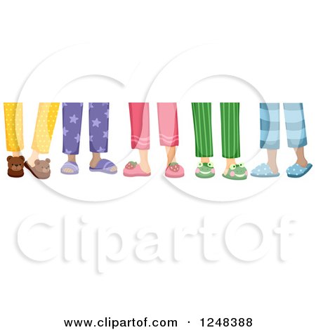 Clipart of Legs of Chilren in Pajamas and Slippers - Royalty Free Vector Illustration by BNP Design Studio