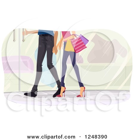 Clipart of Legs of a Couple Shopping Together - Royalty Free Vector Illustration by BNP Design Studio