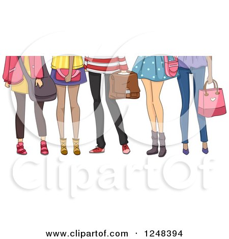Clipart of Legs of Teenage High School Girls - Royalty Free Vector Illustration by BNP Design Studio