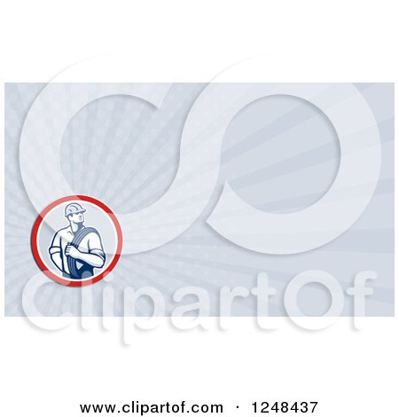 Clipart of a Power Lineman Background or Business Card Design - Royalty Free Illustration by patrimonio