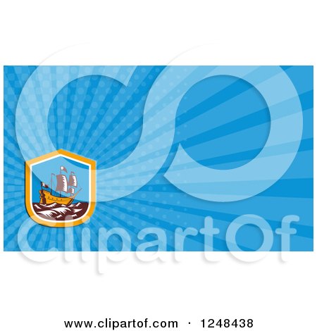 Clipart of a Galleon Ship Background or Business Card Design - Royalty Free Illustration by patrimonio