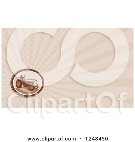 Clipart of a Farmer and Tractor Background or Business Card Design - Royalty Free Illustration by patrimonio