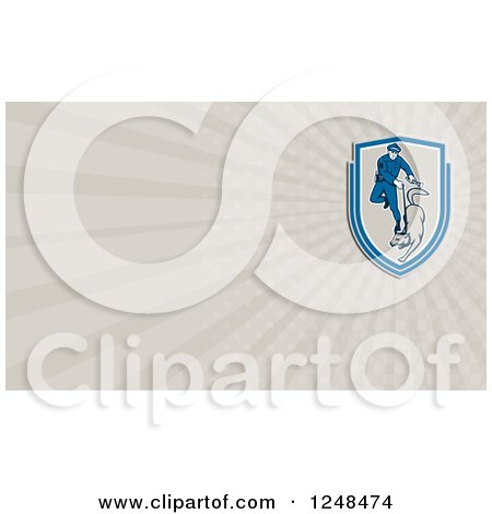 Clipart of a Security Guard and Police Dog Background or Business Card Design - Royalty Free Illustration by patrimonio