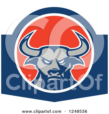 Clipart of a Tough Bull in a Circle - Royalty Free Vector Illustration by patrimonio