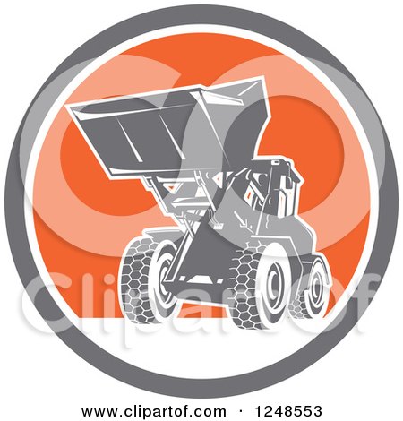 Clipart of a Retro Front End Loader Digger Machine in a Circle - Royalty Free Vector Illustration by patrimonio