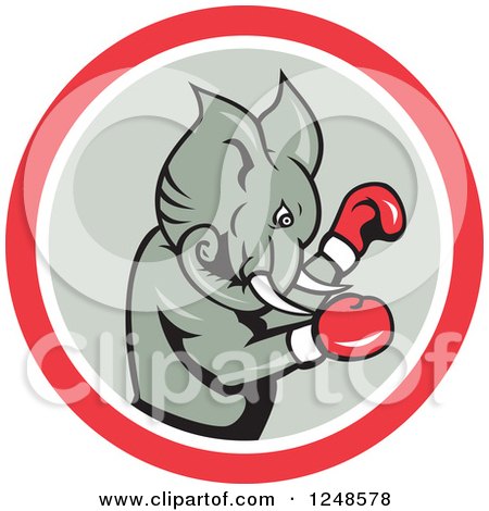 Clipart of a Cartoon Republican Elephant Boxing in a Circle - Royalty Free Vector Illustration by patrimonio