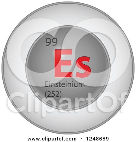 Clipart of a 3d Round Red and Silver Einsteinium Chemical Element Icon - Royalty Free Vector Illustration by Andrei Marincas